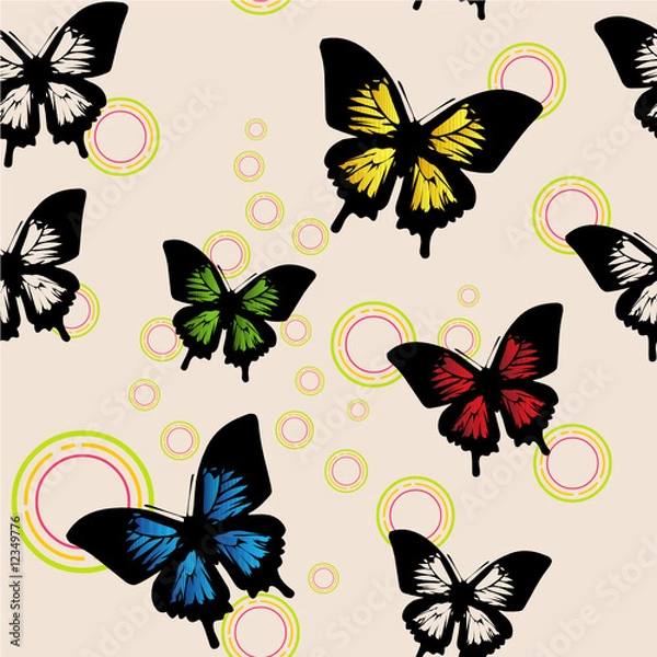 Obraz Seamless Butterflies and Bubbles