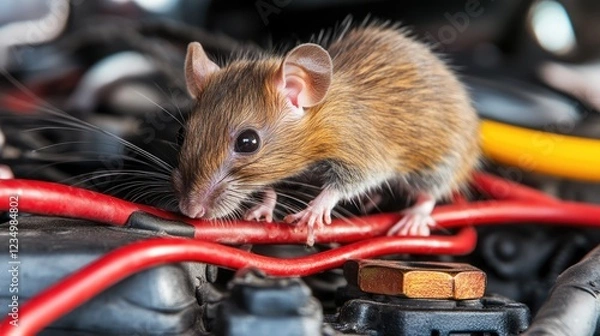 Fototapeta Rats damage wiring in car engines causing damage