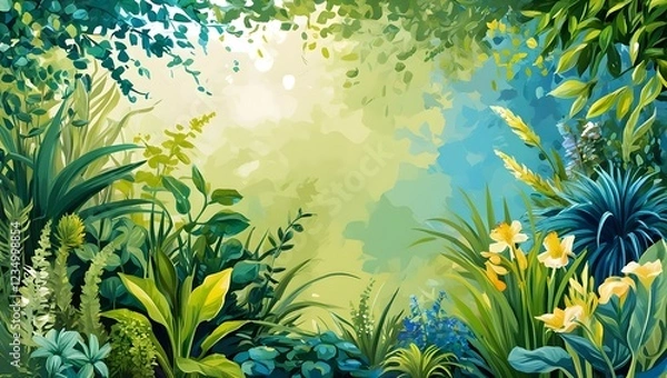 Fototapeta Lush and Vibrant Jungle Scene