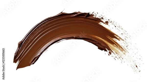 Fototapeta Realistic brown concealer smear Cosmetic liquid foundation strokes with smooth texture isolated on a white background A perfect element for makeup presentations