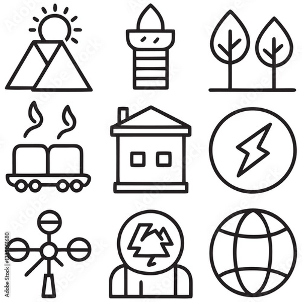 Fototapeta Energy and Ecology Line Editable Icons set. Vector illustration in modern thin line style