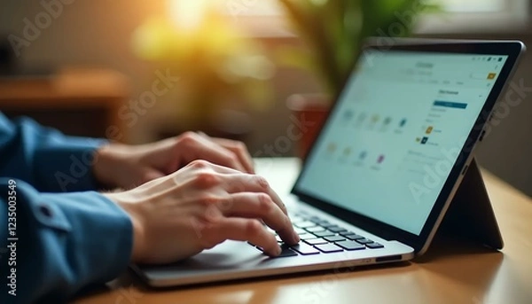 Obraz person-typing-laptop-computer-work-from-home-office-job