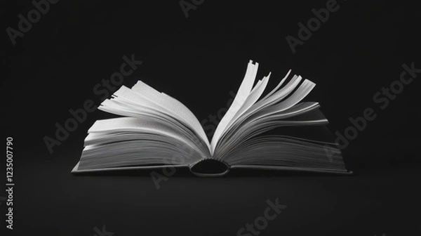 Fototapeta Realistic mockup of an open book viewed from the side with flipping pages