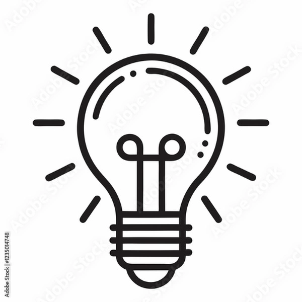 Fototapeta Simple Black Line Art Lightbulb Icon Representing Inspiration
