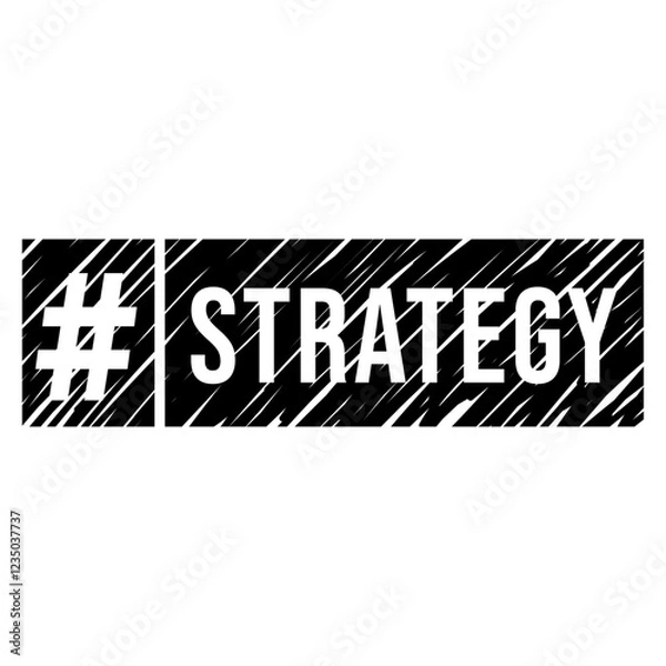 Obraz icône hashtag stratégie sur fond noir hachuré, image vectorielle 