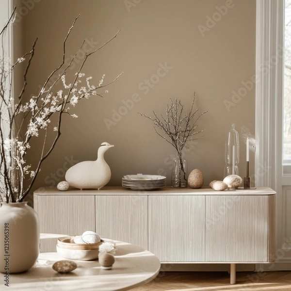 Obraz high-class modern easter buffet, beige pastel colors