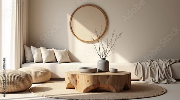 Fototapeta  a serene and inviting living space designed with a minimalist aesthetic