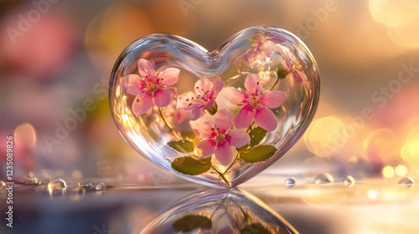 Obraz Spring Flowers in a Melting Ice Heart