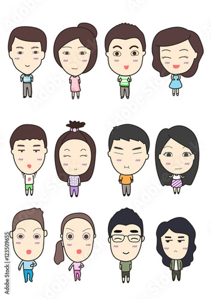 Fototapeta Set of diverse characters. cute characters ; vector illustration