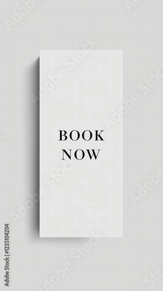 Obraz Minimalist "Book Now" Concept: A clean, modern design featuring the phrase "Book Now" elegantly displayed, perfect for promotional materials or website integration.