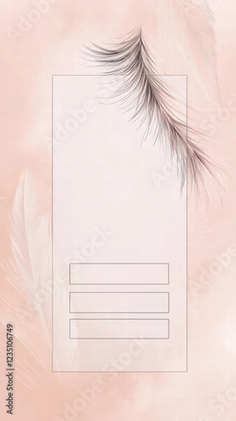 Obraz Feather Elegance: Softly textured image with delicate feather illustration adding a touch of ethereal beauty, perfect for design and creative projects.