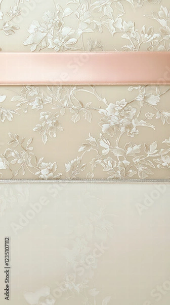 Fototapeta Delicate lace with Ribbon: Close-up on a delicate lace textile, with a satin ribbon, creating a soft and elegant composition. Ideal for design, background or texture. 