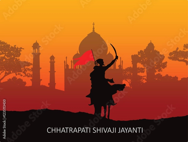 Obraz Happy Chhatrapati Shivaji Maharaj Jayanti Post and Banner Design. Shivaji Jayanti Celebration Background