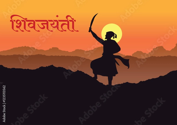 Fototapeta Happy Chhatrapati Shivaji Maharaj Jayanti Post and Banner Design. Shivaji Jayanti Celebration Background