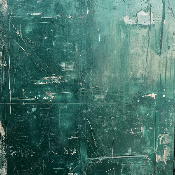Fototapeta texture of old green plastic on an old city garbage bin in housing estates, generative AI