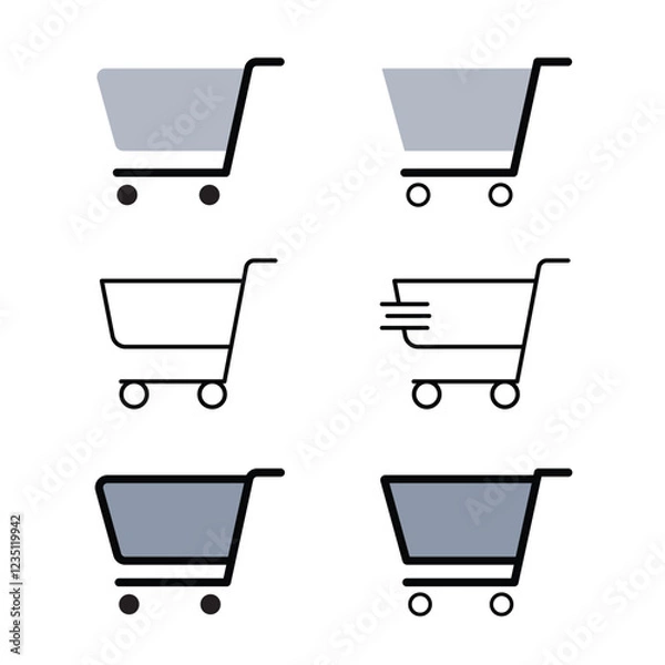 Fototapeta cart icon, shopping cart icon, cart shopping icon, icon, icon set, vector, stroke icon