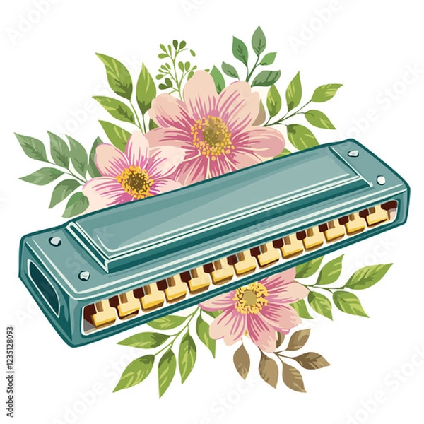 Fototapeta Art & Illustration - Harmony instrument gaita with flowers - Gaita com flores