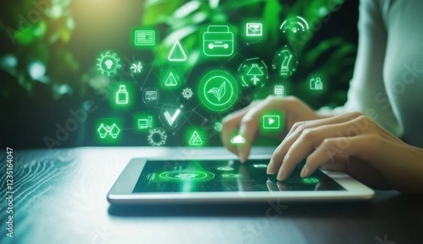 Fototapeta Sustainable Technology: Green Digital Transformation
