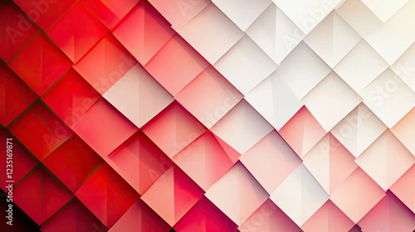 Obraz Abstract Geometric Pattern with Red and White Overlapping Squares