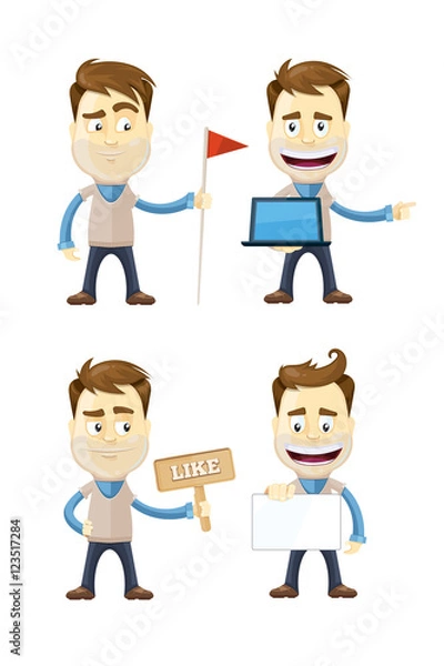 Fototapeta set of businessman in different poses. manager.