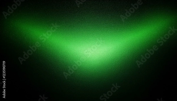 Fototapeta glowing green light patten black background grainy gradient noise texture poster banner backdrop abstract design power point background