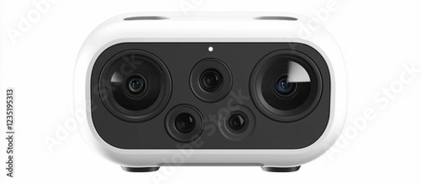 Fototapeta Close-up view of a modern multi-lens camera, showcasing its sleek design and technology