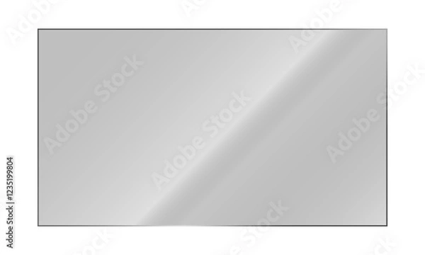 Obraz Transparent glossy plastic sheet. Clear acrylic plate. Realistic window or display reflection on a transparent backdrop.  Shiny glass panel PNG