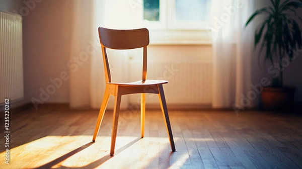Fototapeta Stylish Chair is beautifully positioned in a Sunlit, Bright Room creating a warm ambiance