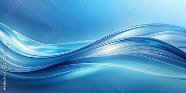 Fototapeta Abstract Blue Wave Background: Smooth Lines, Copy Space, High-Resolution Sky Blue & White Design Texture