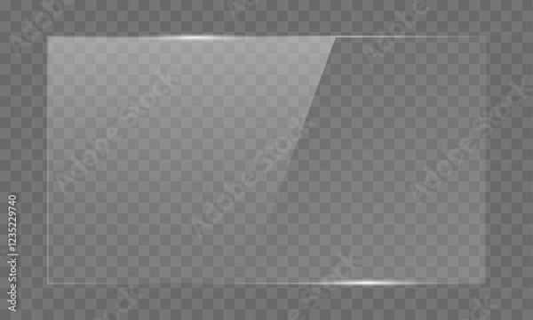 Obraz 16:9 vector image of a mirror reflection, suitable for application on glass, plastic, or acrylic window surfaces.  Offers a glossy, luminous appearance with bright highlights and transparency.