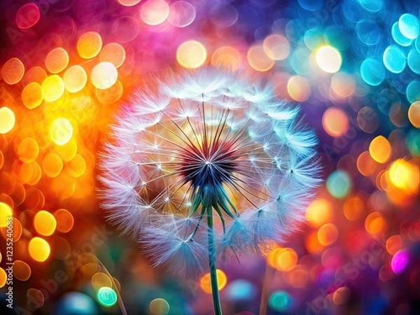 Fototapeta Abstract Dandelion Seeds, Blurred Nature Bokeh, Landscape Photography