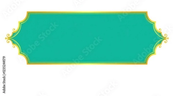 Fototapeta Simple green frame with gold border on a white background 