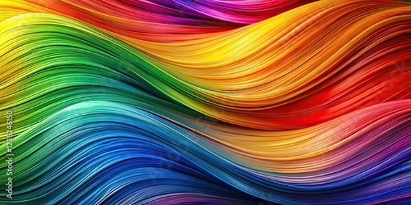 Fototapeta Abstract Rainbow Wave Background - Colorful AI Art