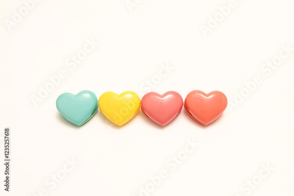 Fototapeta 白背景のハート型のクリップ 