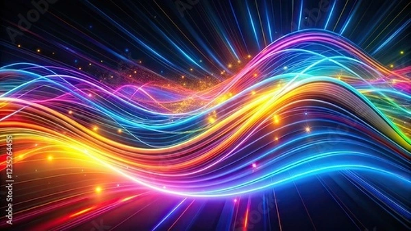 Fototapeta Colorful Neon Lines Abstract Background - Futuristic Data Transfer