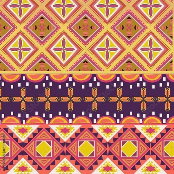 Obraz Beautiful seamless pattern handmade ikat art.folk embroidery and Mexican style. Aztec geometric art ornament print. photo mandalas pattern and Background concept.