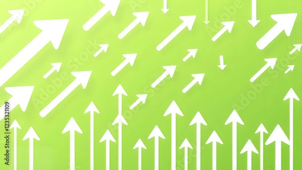 Fototapeta Green arrows point upwards, symbolizing business growth and success