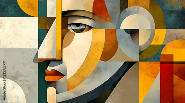 Obraz modern cubistinspired male face