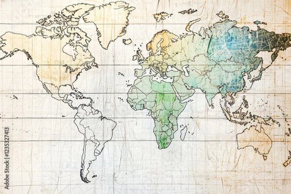 Fototapeta worldwide statistical trends displayed on geographic map