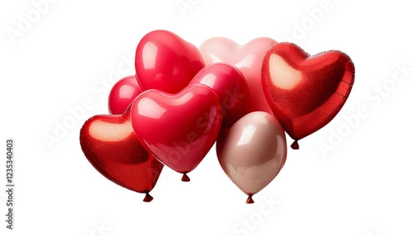 Fototapeta red heart shaped balloon on transparent background