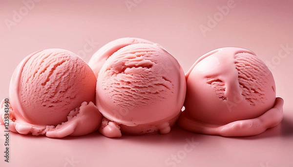 Obraz pink ice cream scoops on obvious background