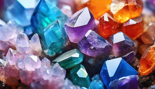 Obraz rock crystal background stone close up multicolored gemstone