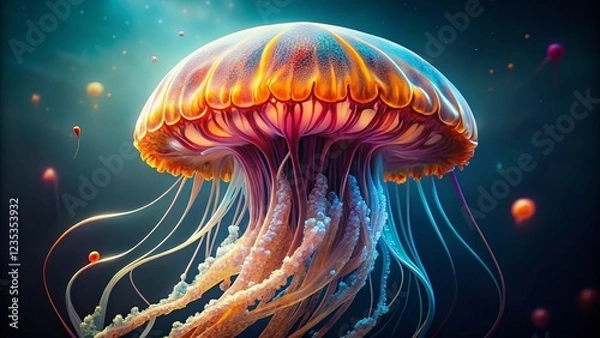 Fototapeta Stunning Jellyfish, Isolated on Clear Background, High-Resolution Stock Photo