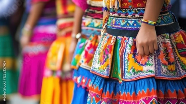Fototapeta Colorful Embroidered Skirt with Fringe and Beading