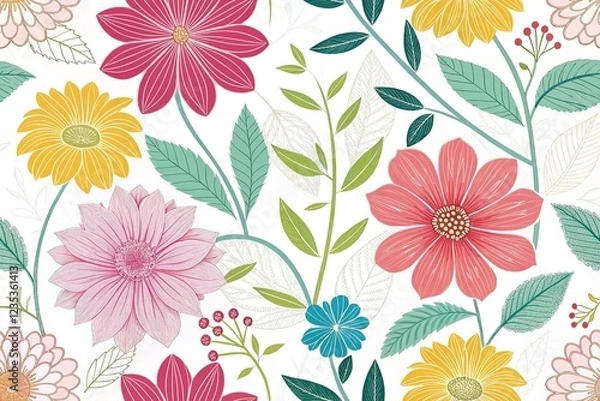 Obraz Abstract and Floral Line Drawings