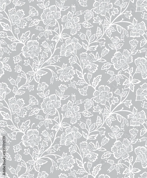 Fototapeta Boho Floral repeat pattern, Jacobean,Floral Block print , Flower damask, floral vector file