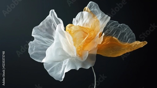 Fototapeta Abstract floral design, flowing fabric, dark background, elegance, website banner