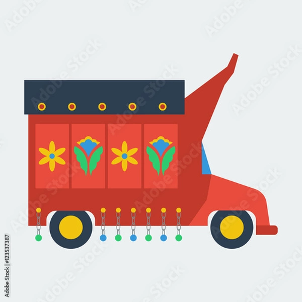 Obraz Pakistani truck flat vector