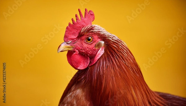 Obraz fowl on yellow history remoted one closeup animal