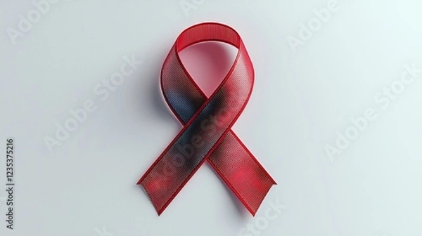 Obraz Red awareness ribbon symbolizing support for health causes against a neutral background